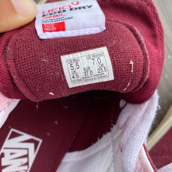 VANS Off The Wall Unisex Sk-8 Hi-Top Shoes - Maroon Red - Picture 3 of 3